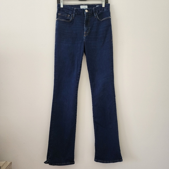 Frame Le Mini Boot High-Rise jeans in Claremore Slit blue Size 30 - Picture 2 of 14